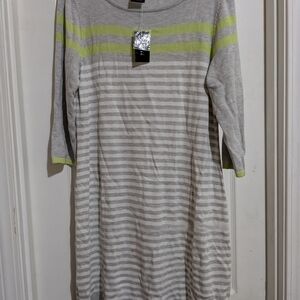 Gray and Green Striped Dress
